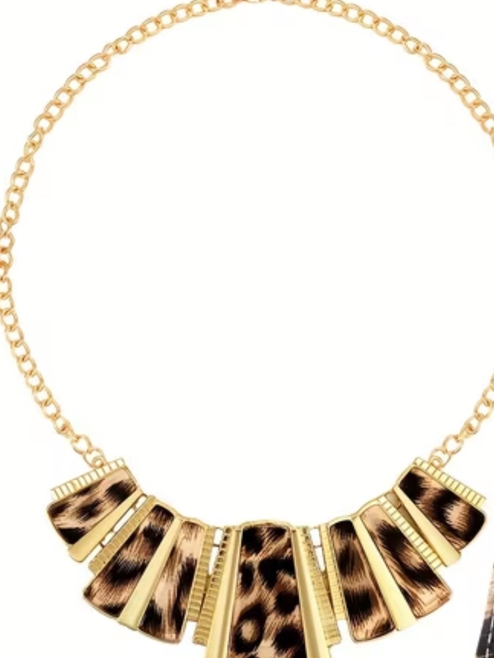 NWT Private Label Gold and Leopard-Print Statement Necklace NEW